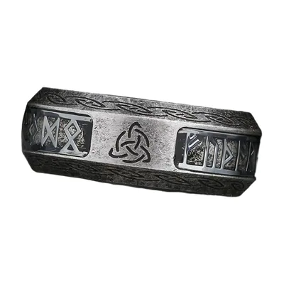 Celtic Knot and Norse Rune Ring, Stainless Steel