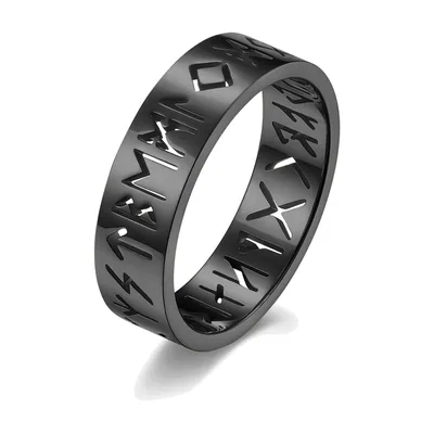 Anello Rune Vichingo con Simboli Traforati, Acciaio Inossidabile