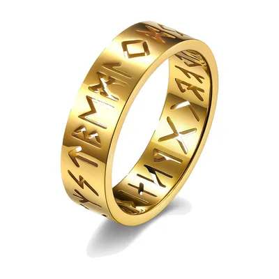 Anello Rune Nordiche, Design Amuleto di Odino, Acciaio Inossidabile