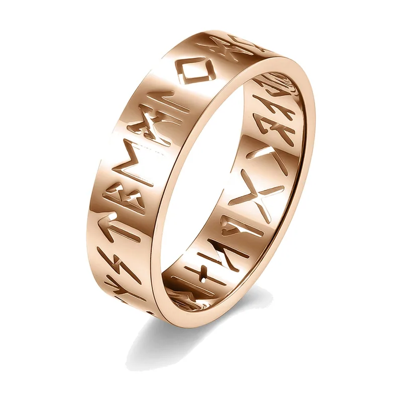 Nordische Runen Ring mit Cut-Out Design, Edelstahl