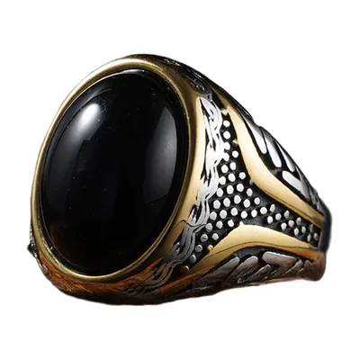 Bague Chevalière avec Œil de Tigre, Acier Inoxydable 316L