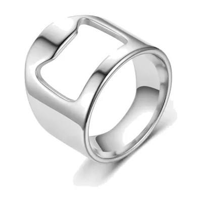 Anillo Geométrico Abierto, Acero Inoxidable Pulido