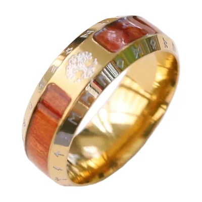 Yggdrasil Lebensbaum Ring mit braunen Inlays, Edelstahl
