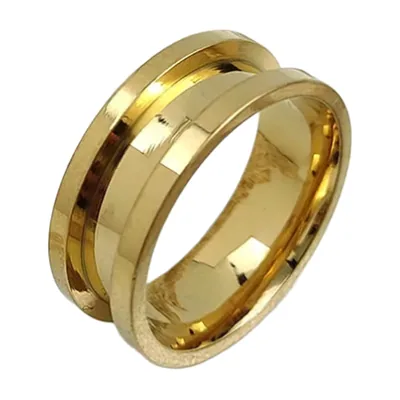 Kannelierter Herrenring in Goldoptik, Edelstahl 316L