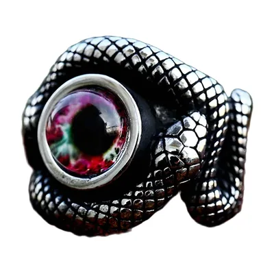 Anello Serpente con Pietra Occhio Multicolore, Acciaio Inossidabile