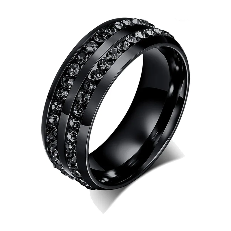 Anillo de Dragón Celta con Circonita Negra, Acero Inoxidable