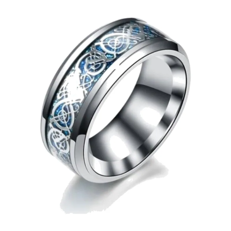 Keltischer Knoten Ring mit blauen Steinen, Edelstahl