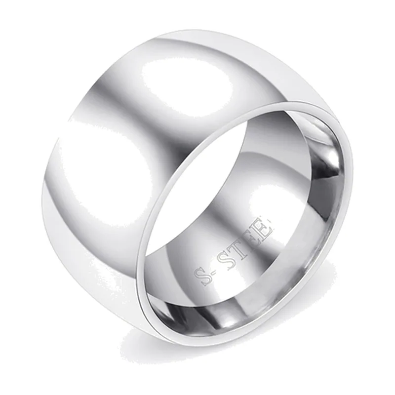 Bague Large à Bords Biseautés, Acier Inoxydable 316L
