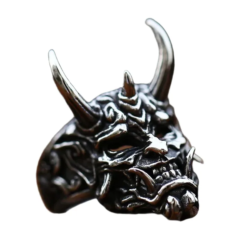 Prajna Dämonenmaske Statement-Ring aus Edelstahl