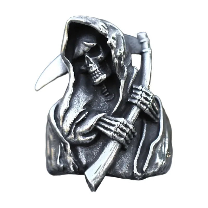 Sensenmann Ring mit Sense, 316L Edelstahl