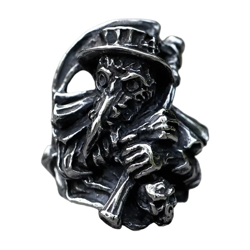 Anillo de la Parca con Calavera, Acero Inoxidable