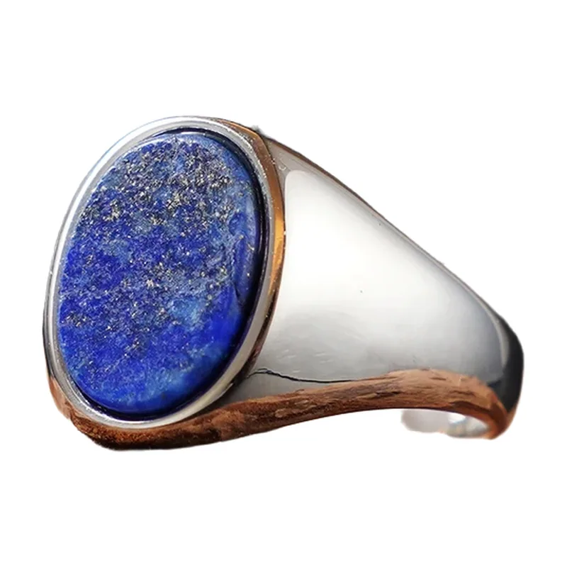 Herren Siegelring mit blauem Stein, Edelstahl