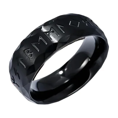 Anillo de Runas Odín Vikingo con Textura Martillada, Acero Inoxidable