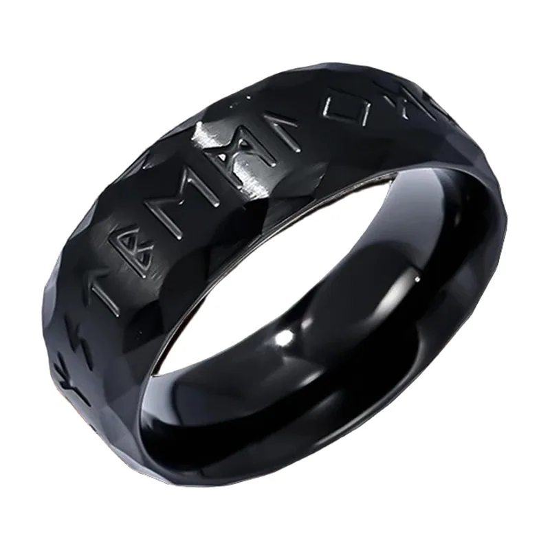 Odin Wikinger Runenring mit Hammeroptik, Edelstahl