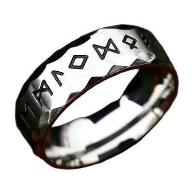 Anillo Vikingo de Odín con Runas Nórdicas, Acero Inoxidable Martillado