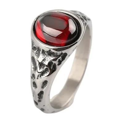 Anillo Sello Vintage con Ojo de Tigre, Acero Inoxidable