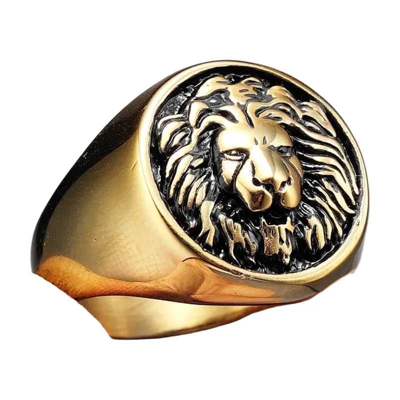 Lion Head Signet Ring, 316L Stainless Steel