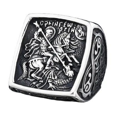 Chevalier et Dragon Bague Chevalière, Acier Inoxydable 316L