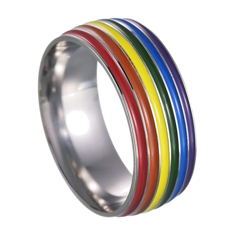Anillo de Banda Arcoíris, Acero Inoxidable 316L