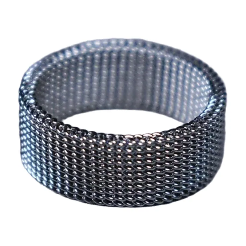 Mesh Chain Link Band Ring, 316L Stainless Steel