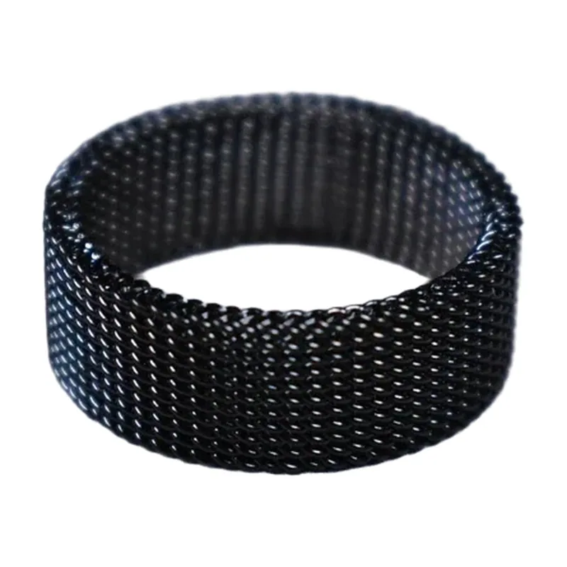 Herren Ring mit Panzerkette-Optik in Schwarz, Edelstahl
