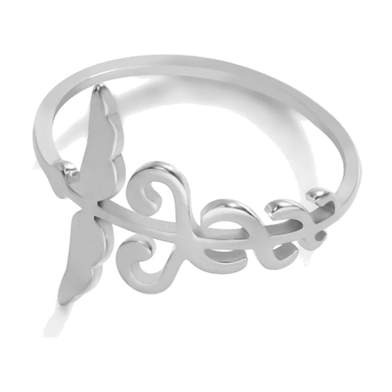 Bague Ajustable Ailes d'Ange, Acier Inoxydable 316L