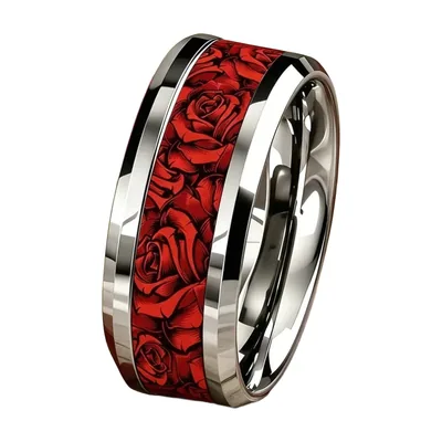 Herren Ring mit Rosen-Motiv, 316L Edelstahl