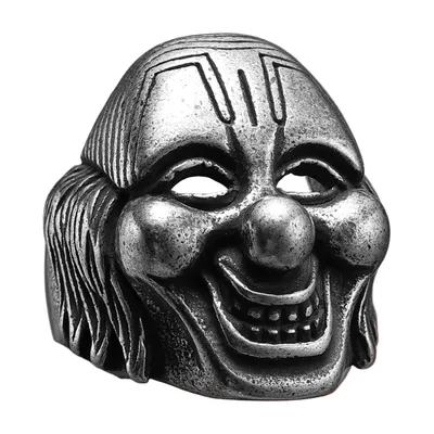 Clown Mask Statement Ring, 316L Stainless Steel