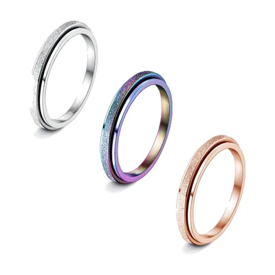 Rotating Spinner Ring with Cubic Zirconia, Stainless Steel