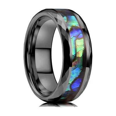 Wikinger Pfeil-Ring mit Koa-Holz-Inlay, Edelstahl