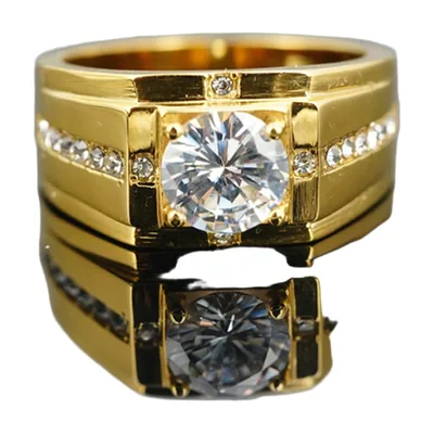 Anillo Sello Cuadrado con Zirconia Cúbica, Acero Inoxidable