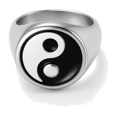 Anillo Sello Yin Yang para Hombre, Acero Inoxidable