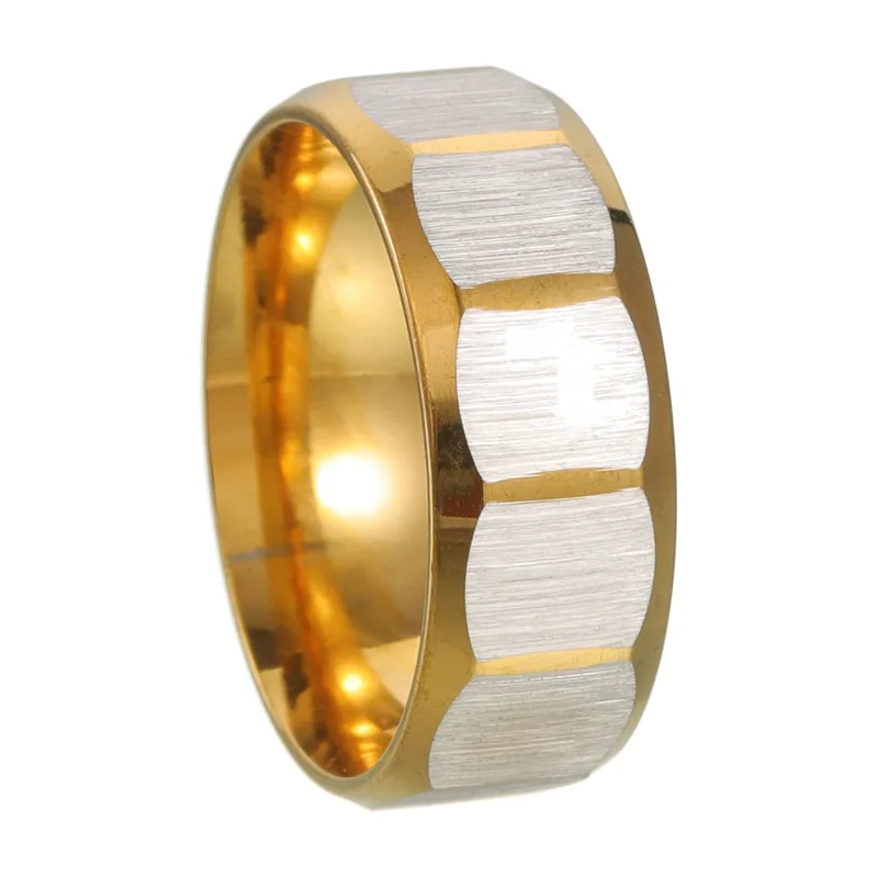 Anillo de Banda Bicolor con Acentos Cepillados, Acero Inoxidable