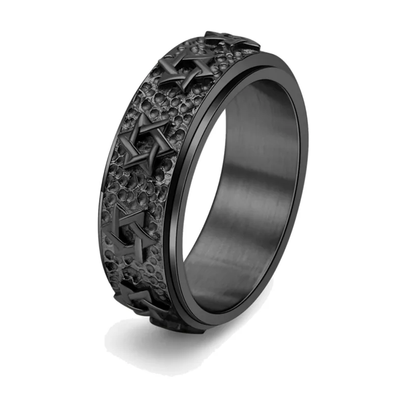 Davidsstern Spinner-Ring für Herren, Edelstahl