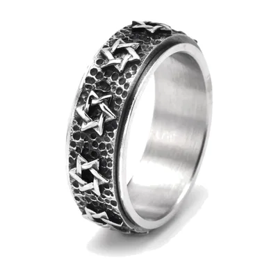 Stern von David Spinner-Ring, Rotierendes Hexagramm-Band, Edelstahl