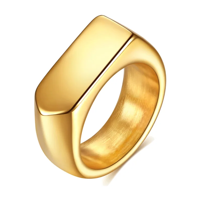 Rectangular Signet Ring, Polished Stainless Steel