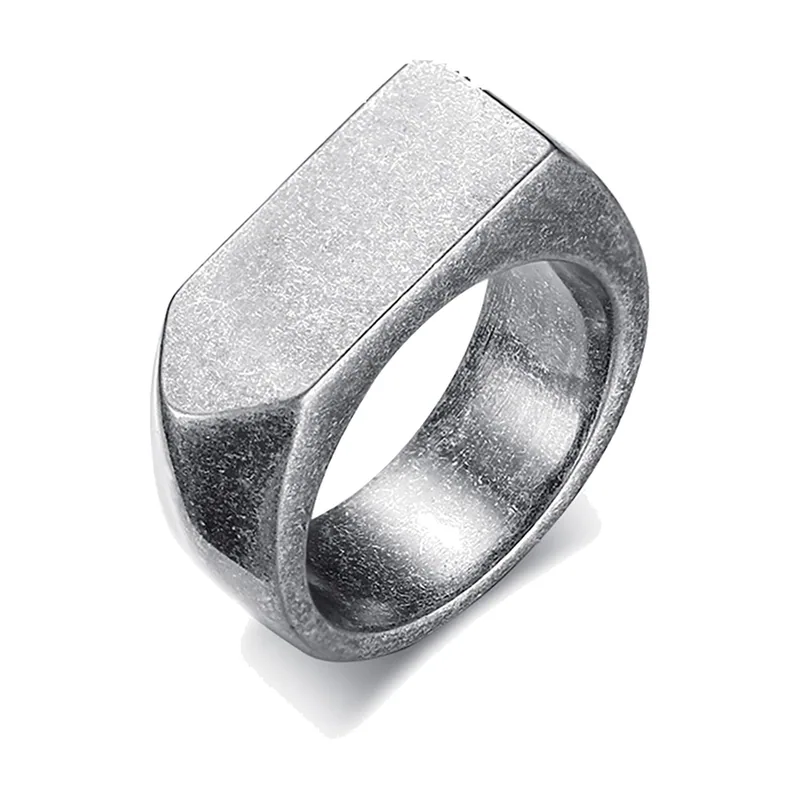 Rectangular Signet Ring, Polished Stainless Steel