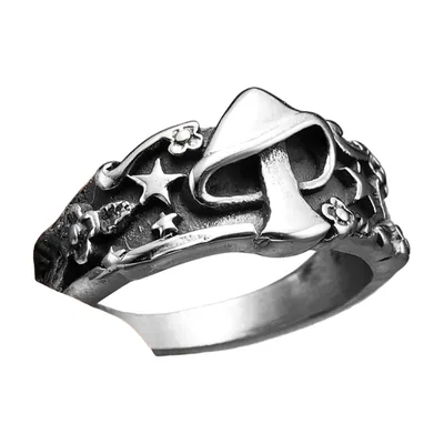 Anillo Statement de Champiñón y Estrellas, Acero Inoxidable 316L