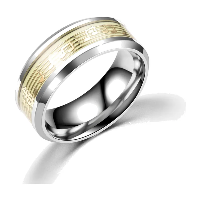 Bague Note de Musique avec Portée Musicale, Acier Inoxydable