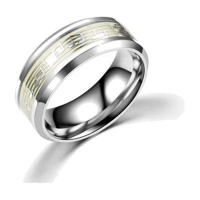 Anillo de Notas Musicales Luminoso, Acero Inoxidable