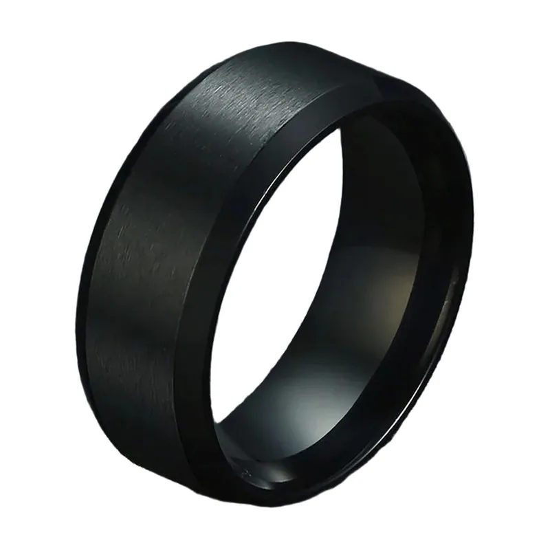 Horus Ring Flat Band, Brushed Stainless Steel