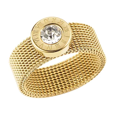 Herrenring mit römischen Ziffern und Zirkonia, Edelstahl