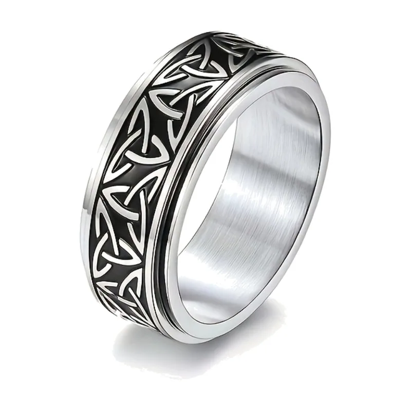 Bague rotative Triquetra Celte, Acier Inoxydable
