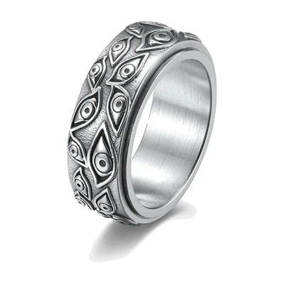 Evil Eye Spinner-Ring für Herren, 316L Edelstahl
