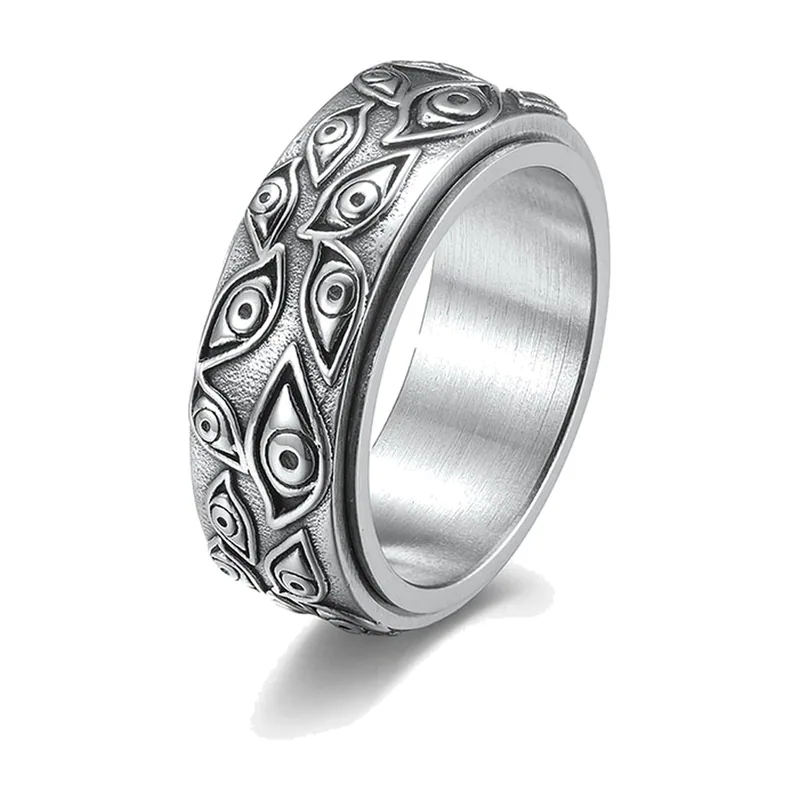 Bague rotative Evil Eye, Acier Inoxydable 316L