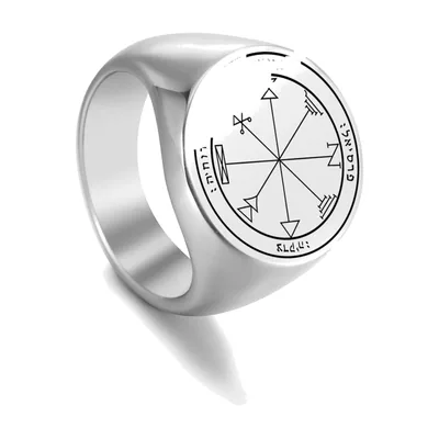 Anillo Sello Clave de Salomón, Acero Inoxidable 316L