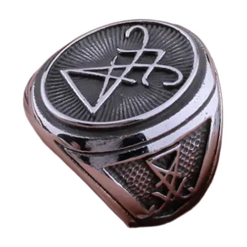 Lucifer Siegelring mit okkultem Symbol, Edelstahl