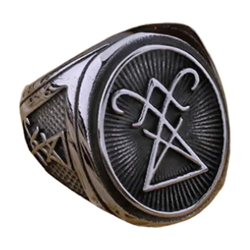 Lucifer Signet Ring, 316L Stainless Steel Gothic Ring