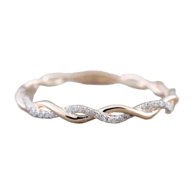 Anillo de Cuerda Trenzada con Zirconia, Acero Inoxidable