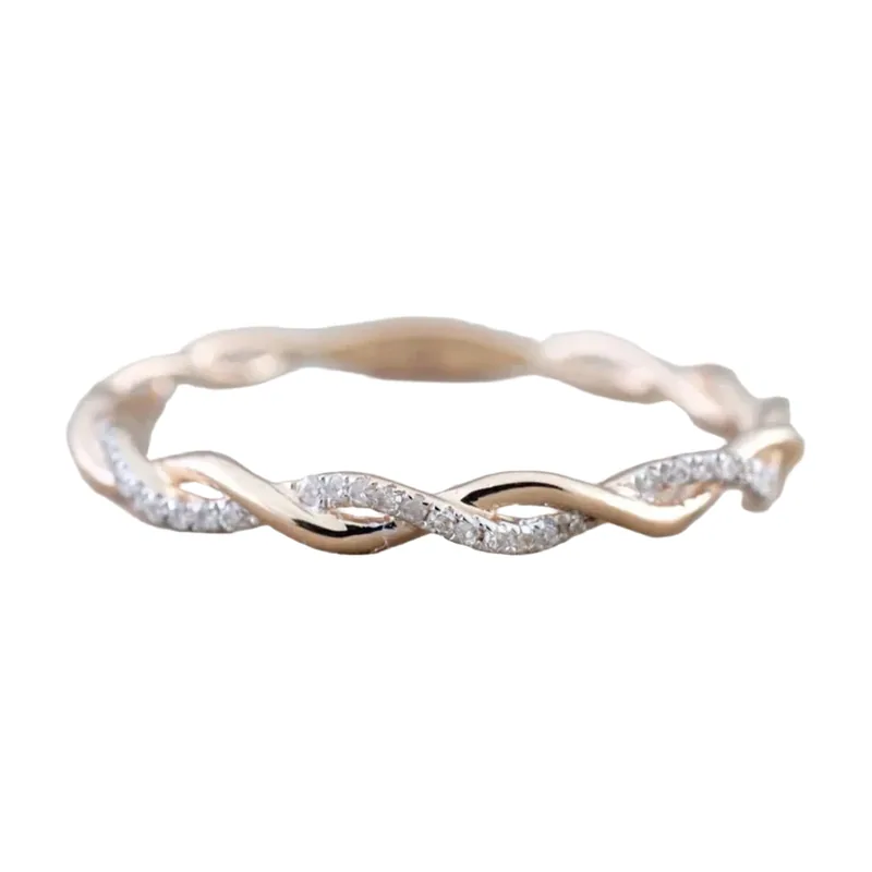 Anillo de Cuerda Trenzada con Zirconia, Acero Inoxidable